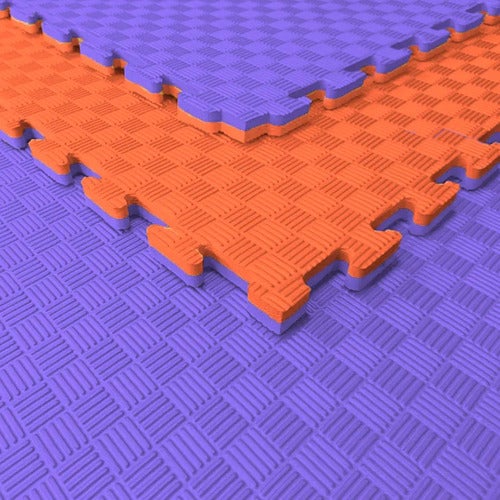 Artatami® Tatami Puzzle 1x1x20 mm Laranja - Lilás Pacote Econômico [4 Unidades] Artes Marciais. Caratê, Judô e Taekwondo, Espuma EVA. Antiderrapante. - 6