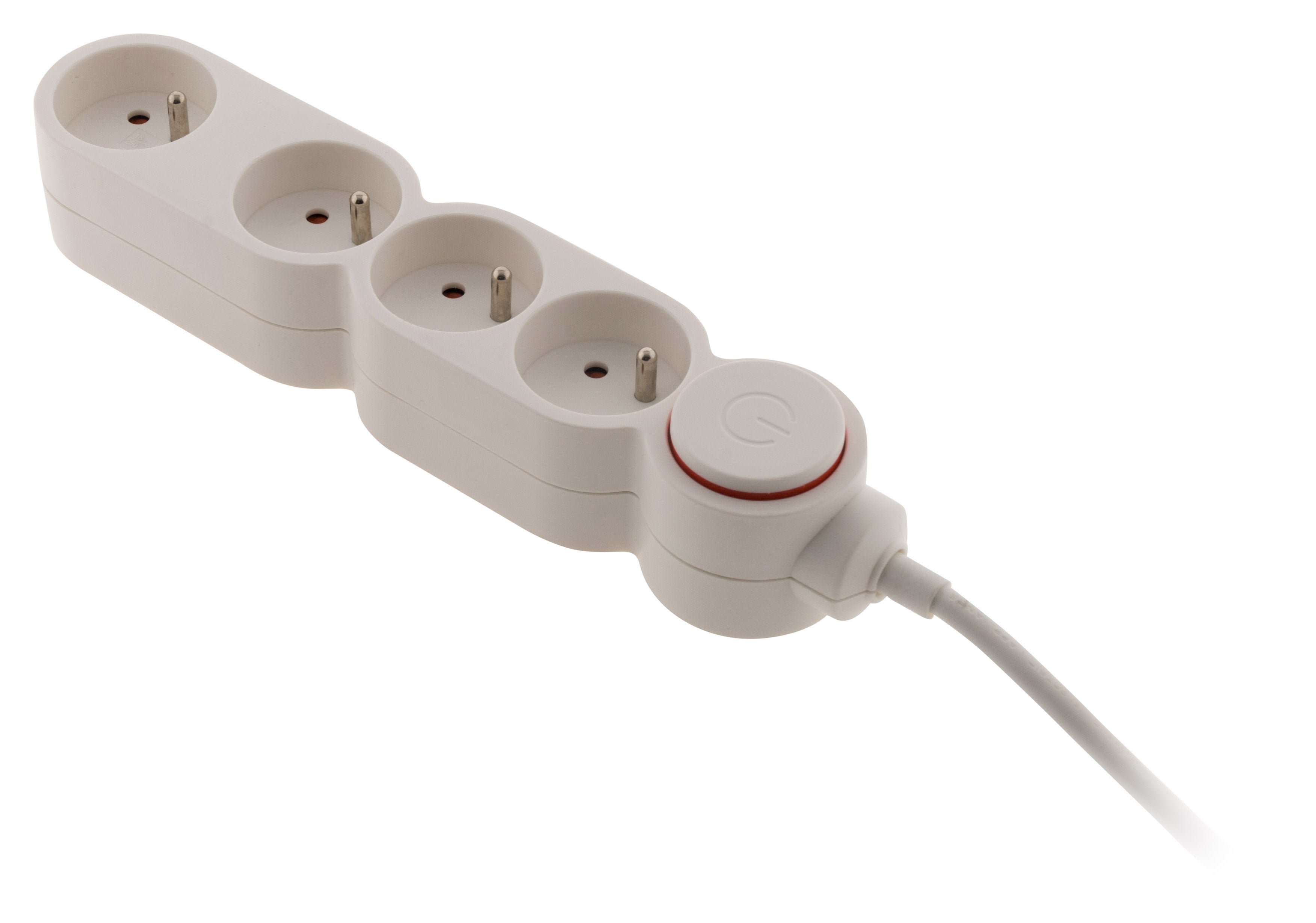 Bloc Home 4 prises 16A 2P+T + parafoudre - Blanc - Zenitech - 4