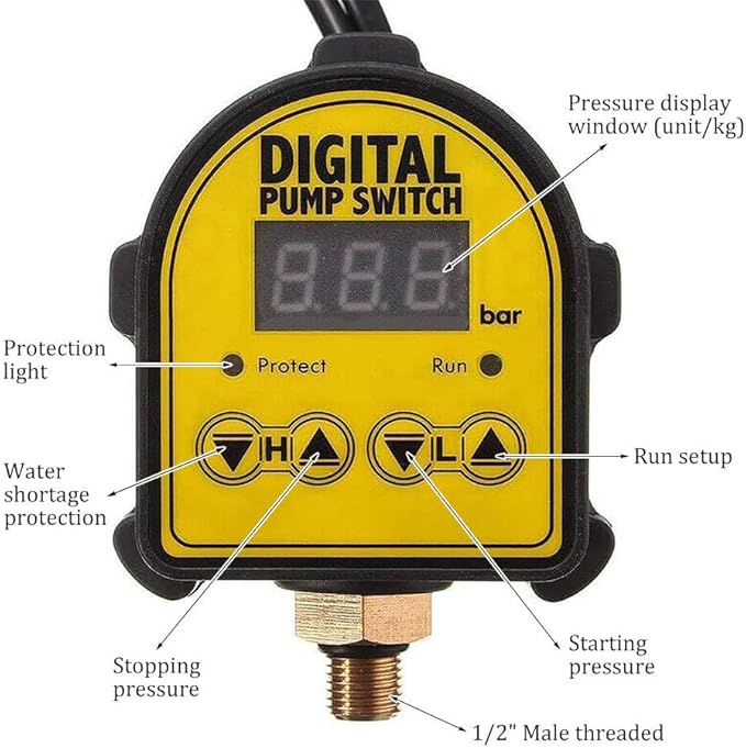 Régulateur de pression numérique 220V pour pompe à eau, avec protection contre les pénuries d'eau - 3