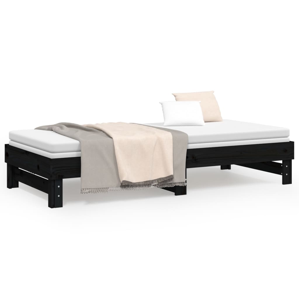 Canapé-lit gigogne sans matelas noir 2x(90x200) cm - COMFORTXL - 5