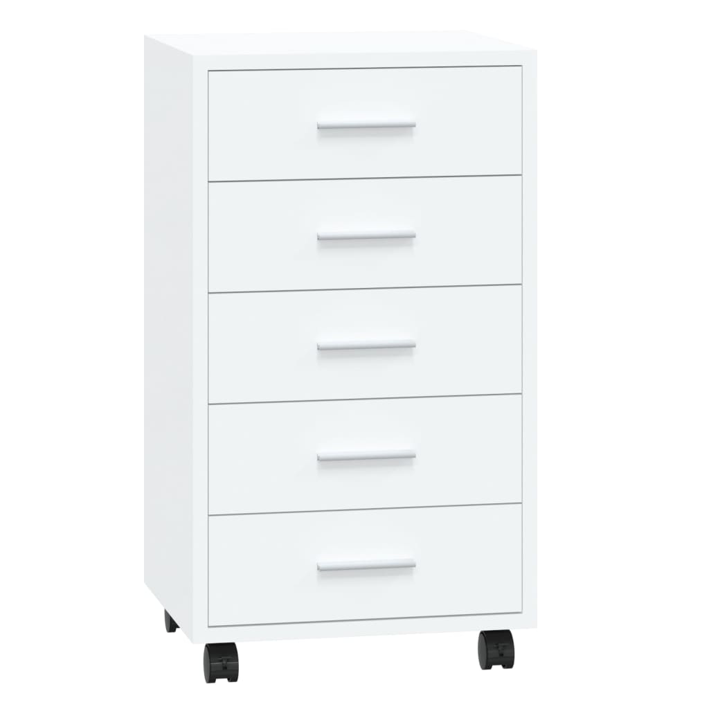Meuble à Roulettes Moderne Blanc Brillant Avec Tiroir 60 X 45 X 60 Cm En Bois D'ingénierie Pour Bureau à Domicile, Couleur Gris Béton
