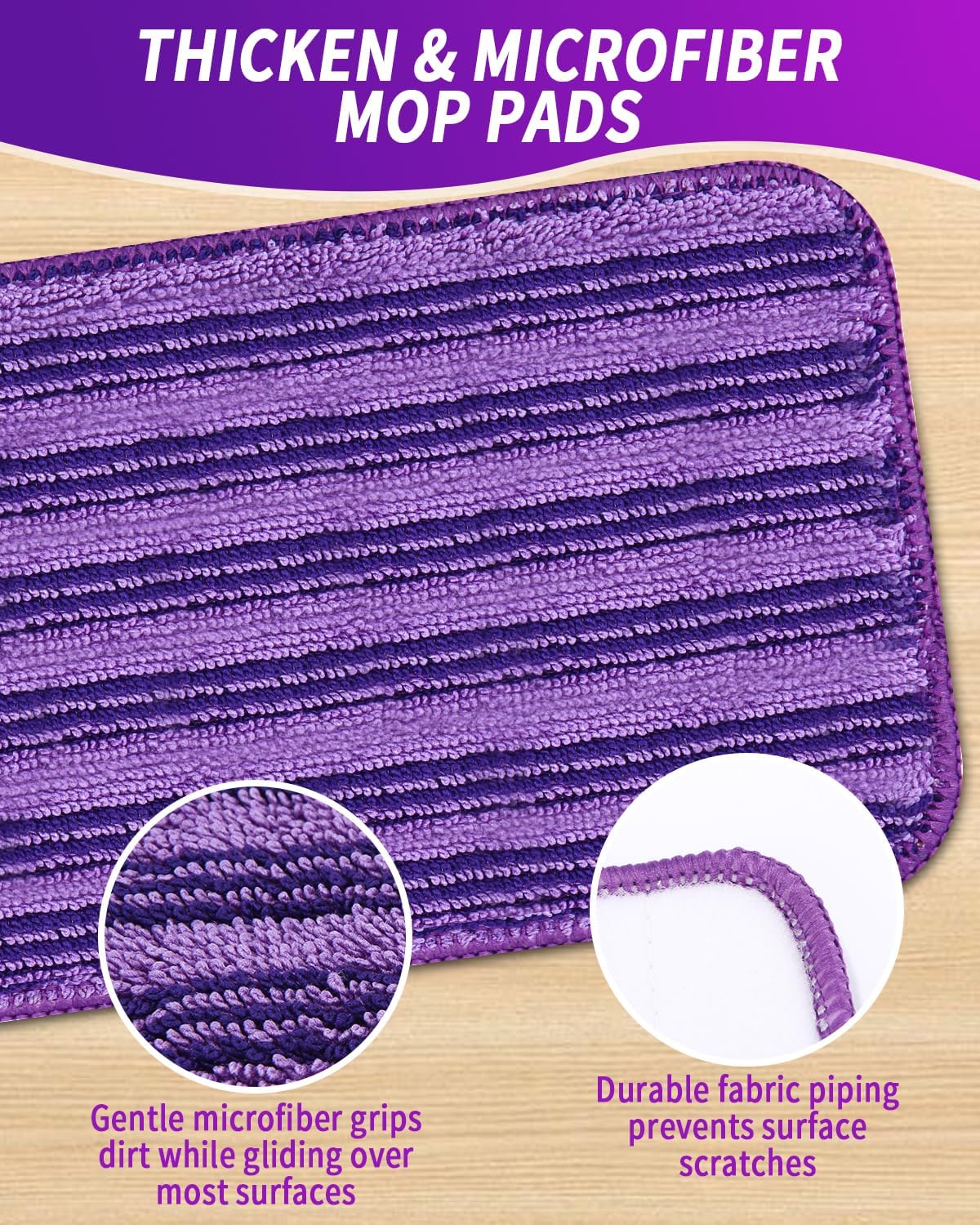 6 paquetes de toallitas reutilizables para Swiffer WetJet de 30 x 14 cm, almohadillas de microfibra para fregona, repuestos de almohadillas de microfi - 2
