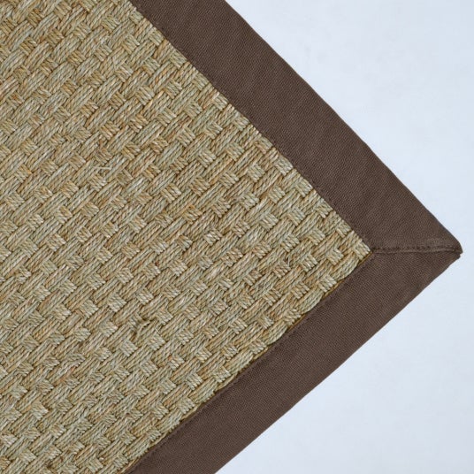 Tapis jonc de mer - Paro fin natté 4x4 - Ganse coton marron - 250 x 350 cm - 3