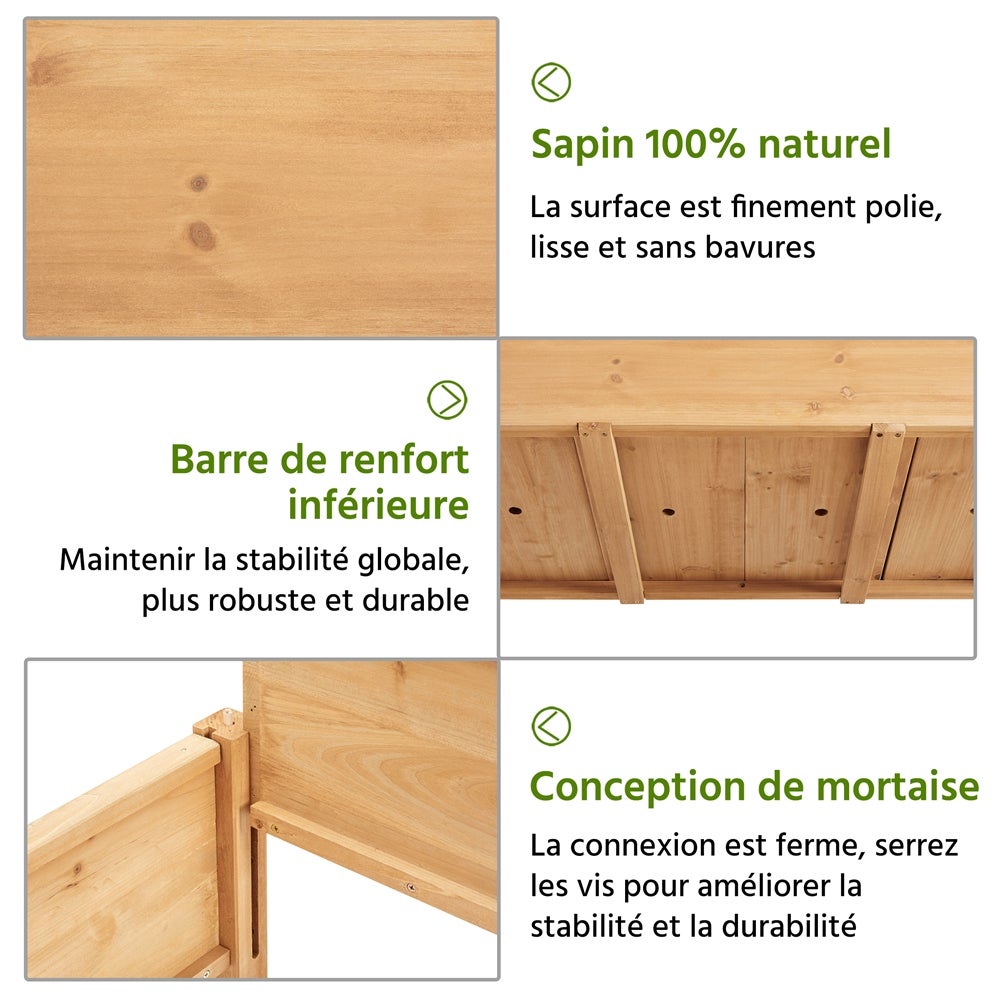 Carré à Plantes en Bois Carré Potager sur Pieds avec roulettes Lit de Jardin Yaheetech - 5