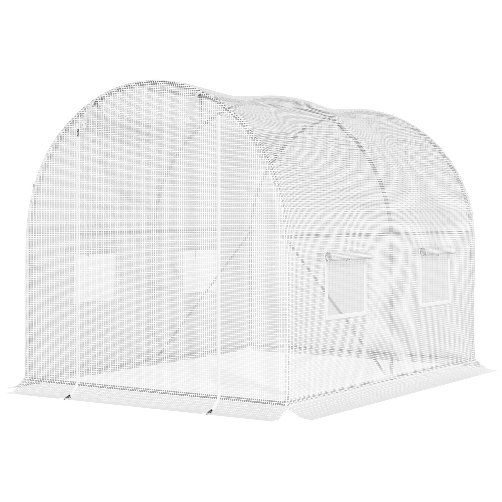 Serre de Jardin Tunnel 6 m² 3L x 2l x 1,9H m Acier galvanisé renforcé diamètre 2,4 cm + PE Haute densité fenêtres Porte Blanc - 2