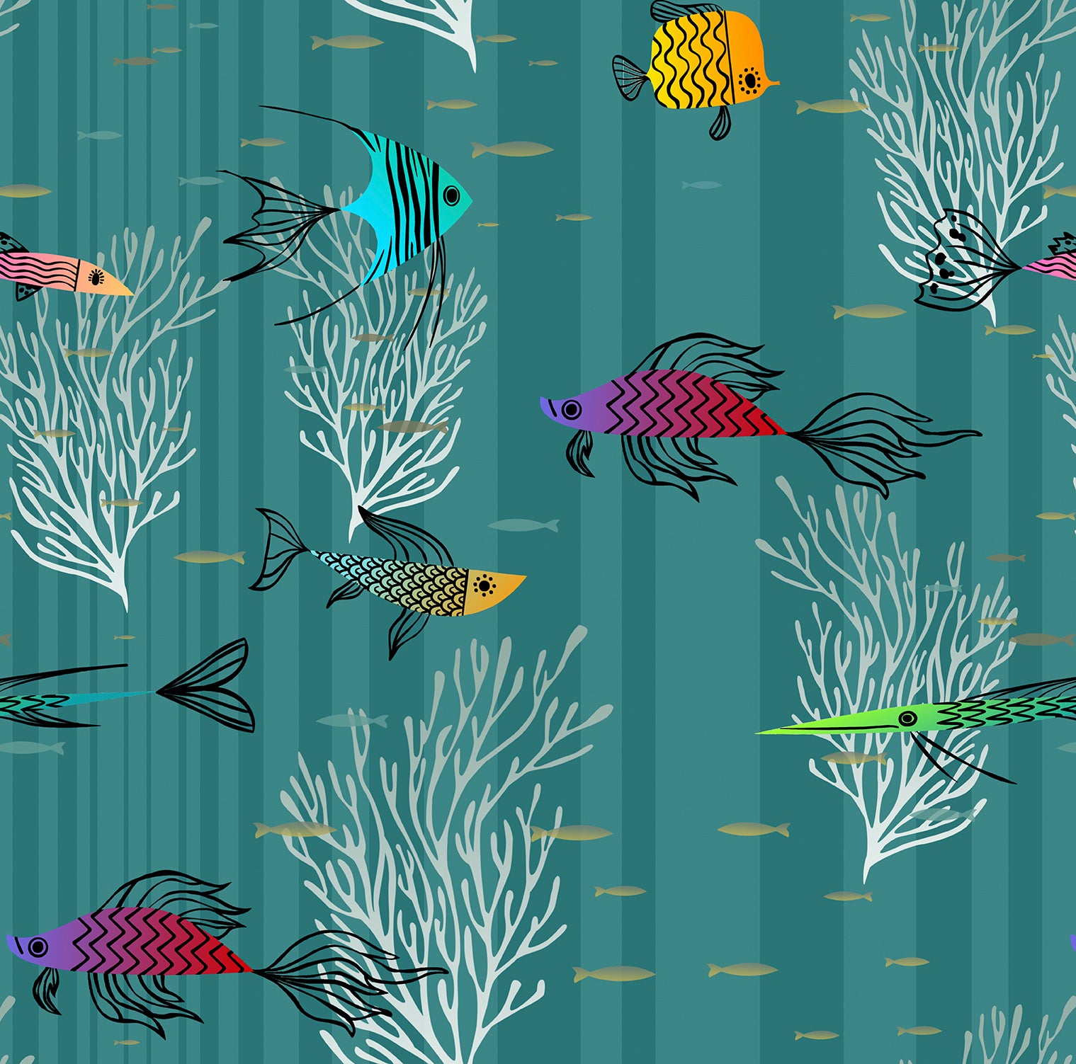 Tapeta Wędkarstwo morskiej zieleniIw wielu kolorach - 53 cm x 10 m - WALLS4YOU