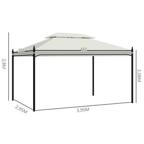 Pabellón de lujo 3x4 m color crema, carpa de jardín, toldo, pagoda para jardín y terraza - COMFORTXL - 2