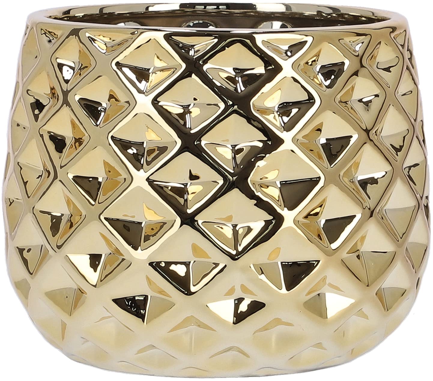 Doniczka donica osłona na kwiaty rośliny ø 13cm złota ceramiczna szkliwiona - KOTARBAU