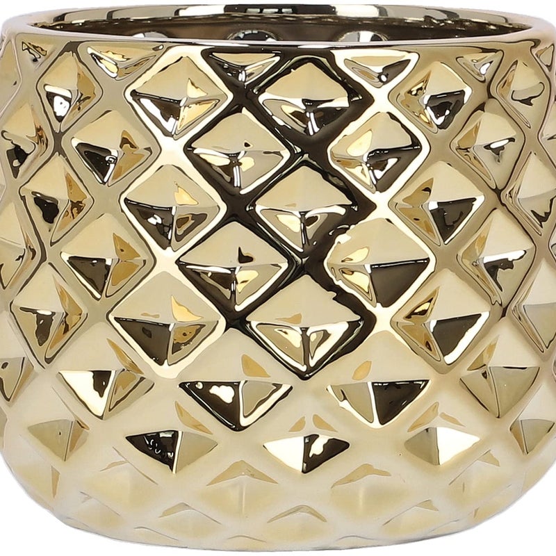 Doniczka donica osłona na kwiaty rośliny ø 13cm złota ceramiczna szkliwiona - KOTARBAU