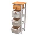 Commode 4 Tiroirs Rebecca Mobili Bois Osier Style Shabby Vintage - 98x29x22cm Pour Chambre Salon