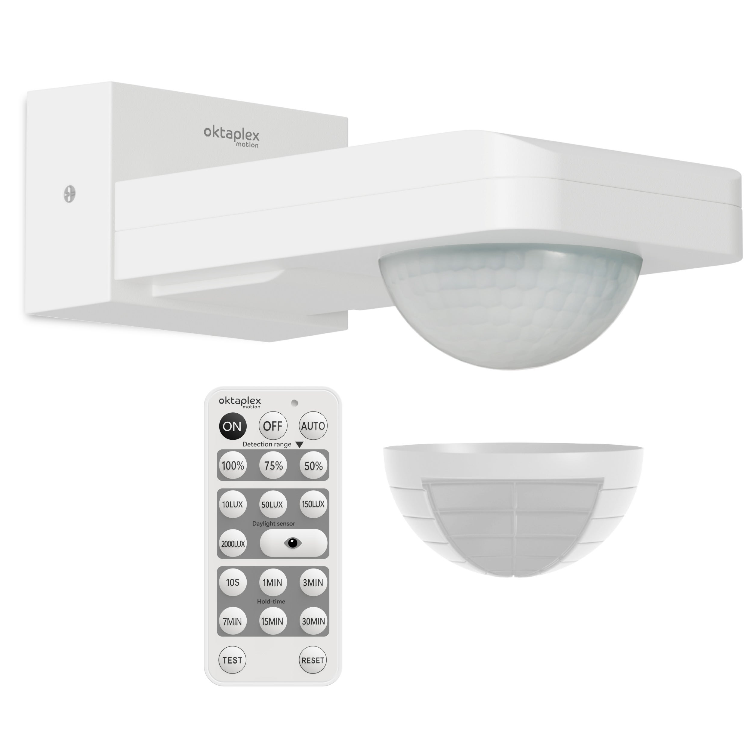 Oktaplex Tea bewegingsmelder outdoor antraciet 360 graden incl. afstandsbediening infrarood sensor 9m bereik 230V IP65 voor plafond en wand