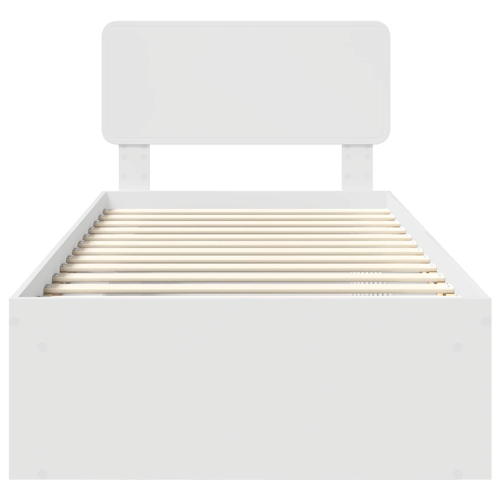 Cadre de lit avec tête de lit en pin massif blanc, 100 × 200 cm - 7