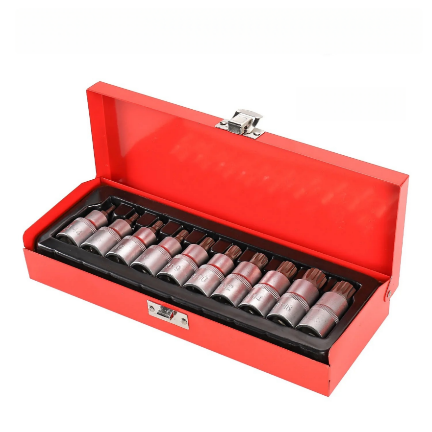 Jeu De 10 Douilles Multi-dents Awang – M4 à M18 En Acier Chromolybdène, Entraînement Torx