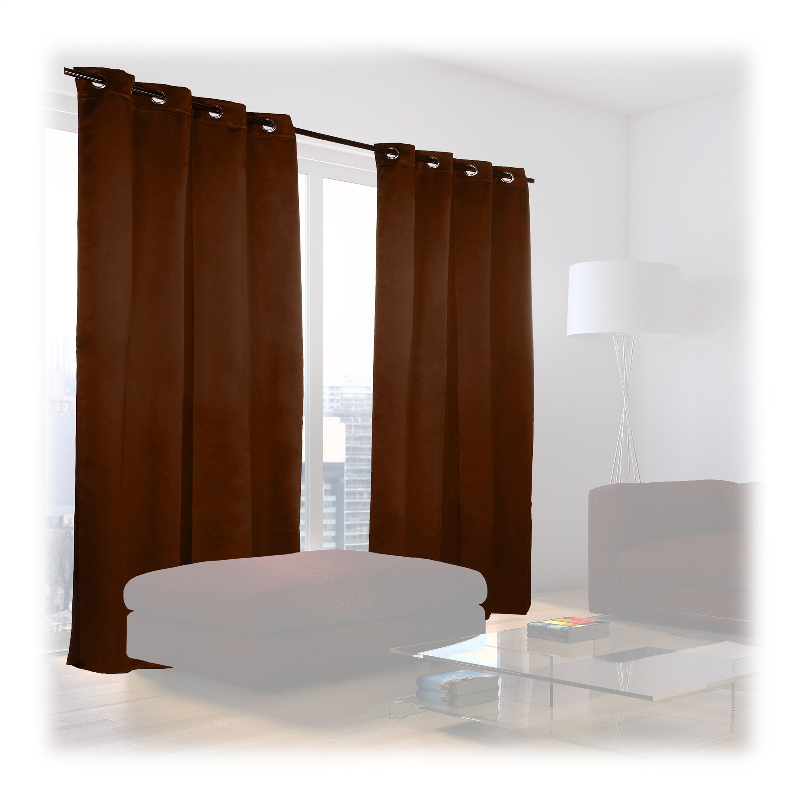 Relaxdays cortinas opacas con ojales, pack de 2, modernas, dormitorio o salón, poliéster, 245 x 135 cm, marrón chocolate