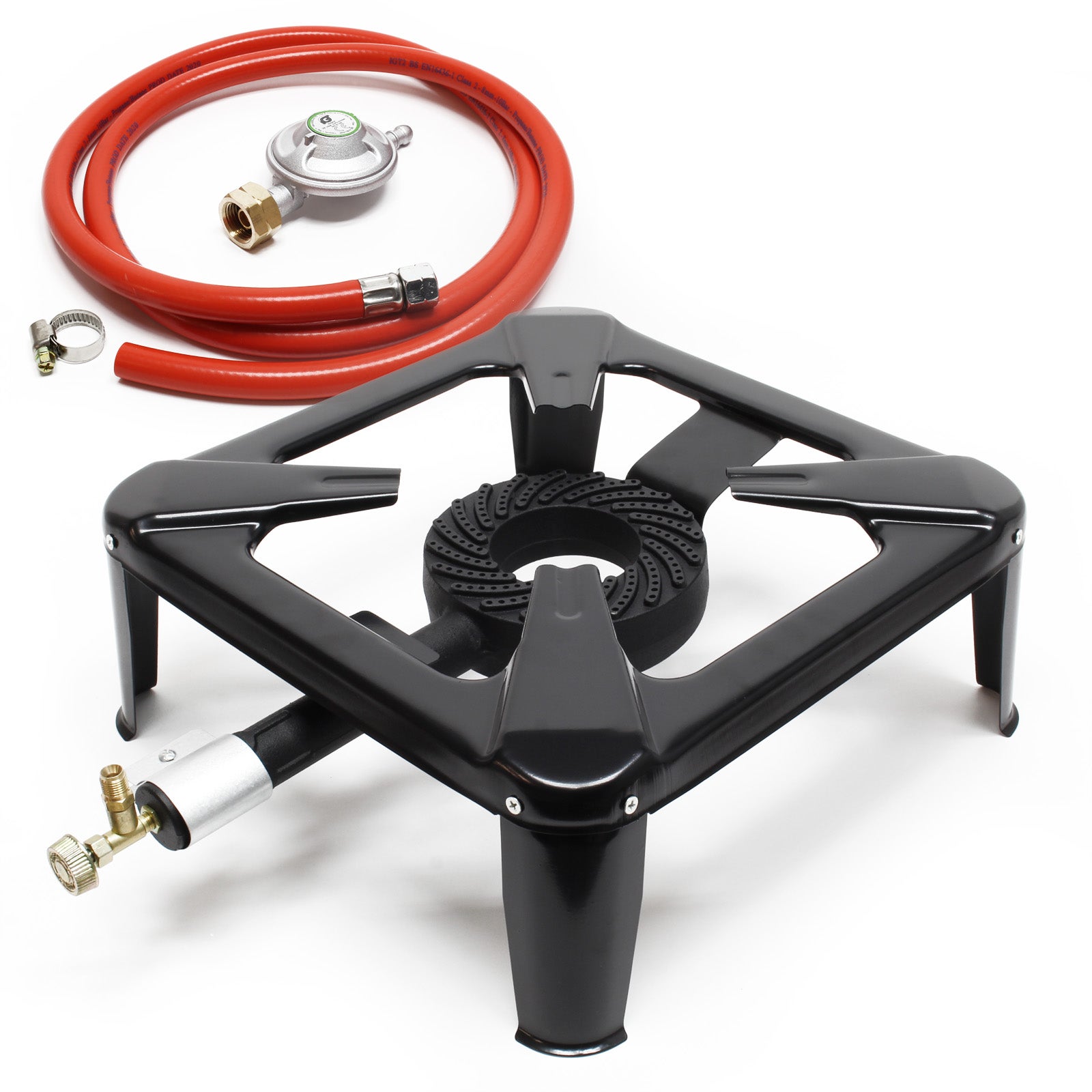 Favex 8630047 Stufa A Gas 4200 Per Interni, Bruciatore A Infrarossi, 3 Potenze Fino A 40 M², Con Tubo E Riduttore, Nera