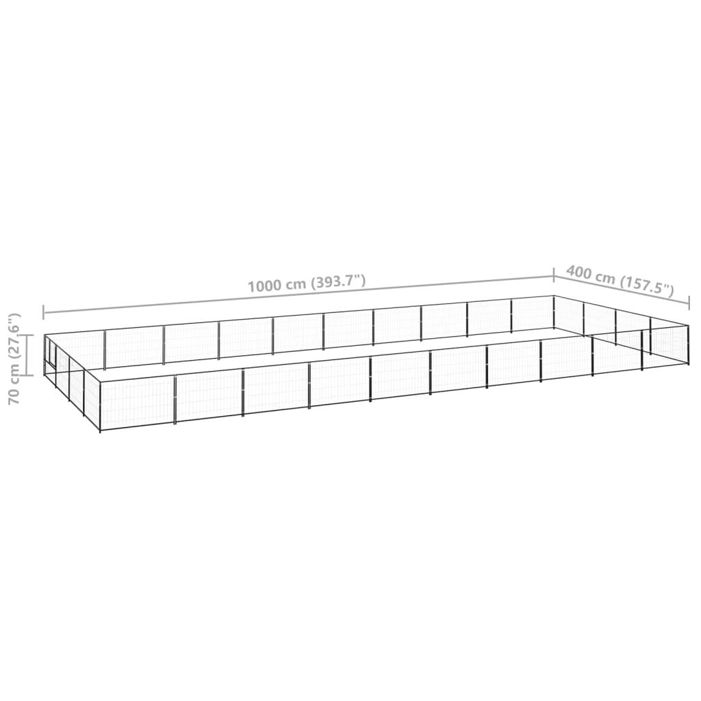 Cuccia da esterno gabbia recinto parco animali cane nero 40 m² acciaio 02_0000534 - 2