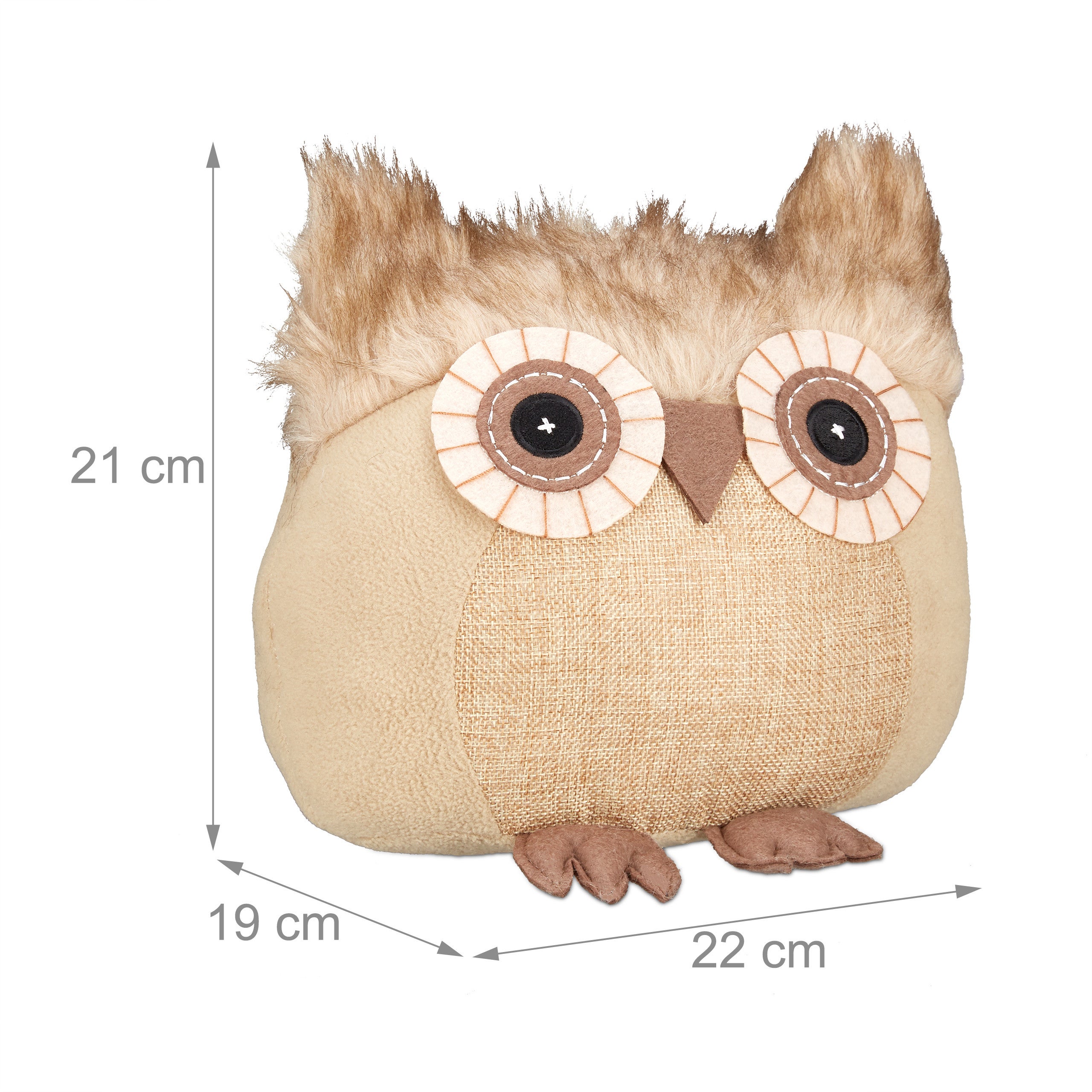 Butoir pour porte Chouette, lot de 3, tampon pour porte décoratif, se tient droit, rempli, intérieur, décoration, marron - 3