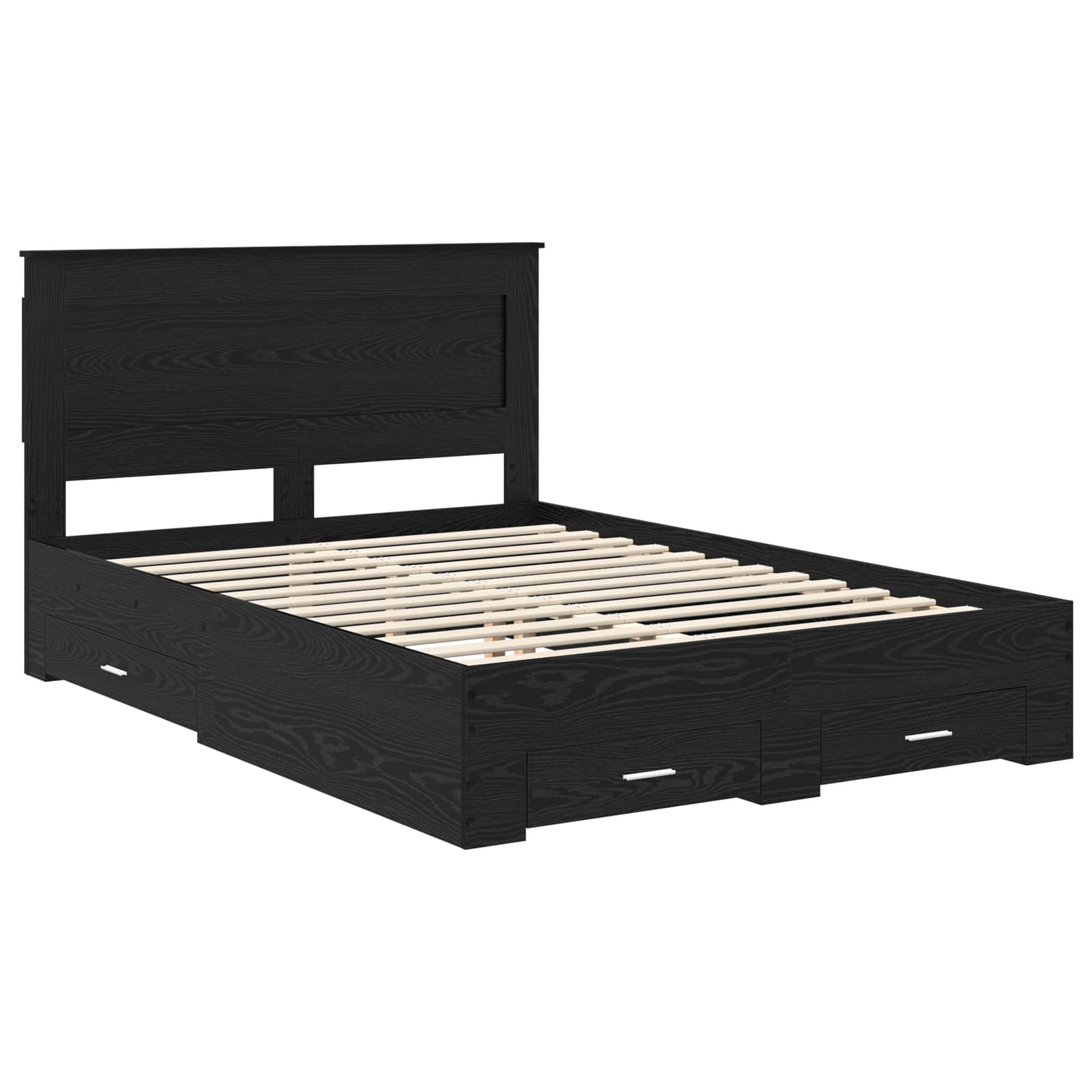 Cadre de lit chêne noir 140 x 190 cm panneau de bois - 4