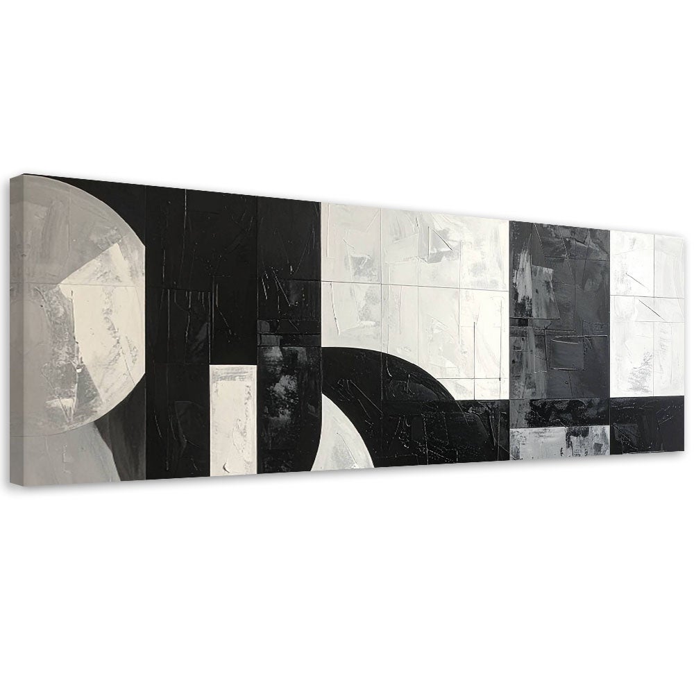 Obraz do salonu sypialni biura loftu, Geometryczna abstrakcja czarno biały 120x40