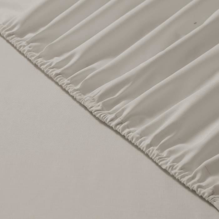 VISION Drap housse 100% coton - 180x200 cm - Mastic - 2