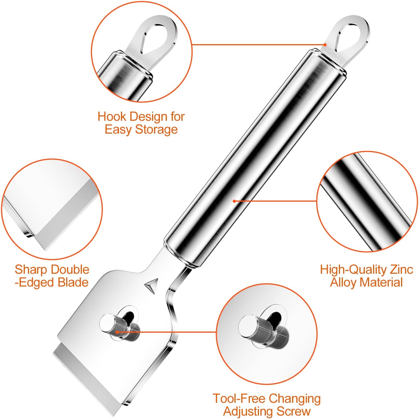 Profesjonalny skrobak do płyt ceramicznych z 14 metalowymi ostrzami wymiennymi, skrobak do płyt indukcyjnych, skrobak do szkła, do czyszczenia ku - 4