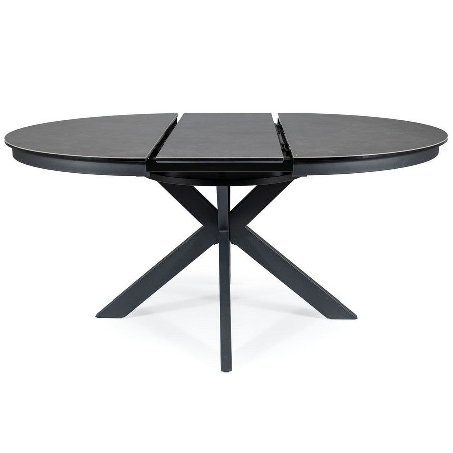Table extensible ronde design gris foncé 120cm avec pieds noir mat ...