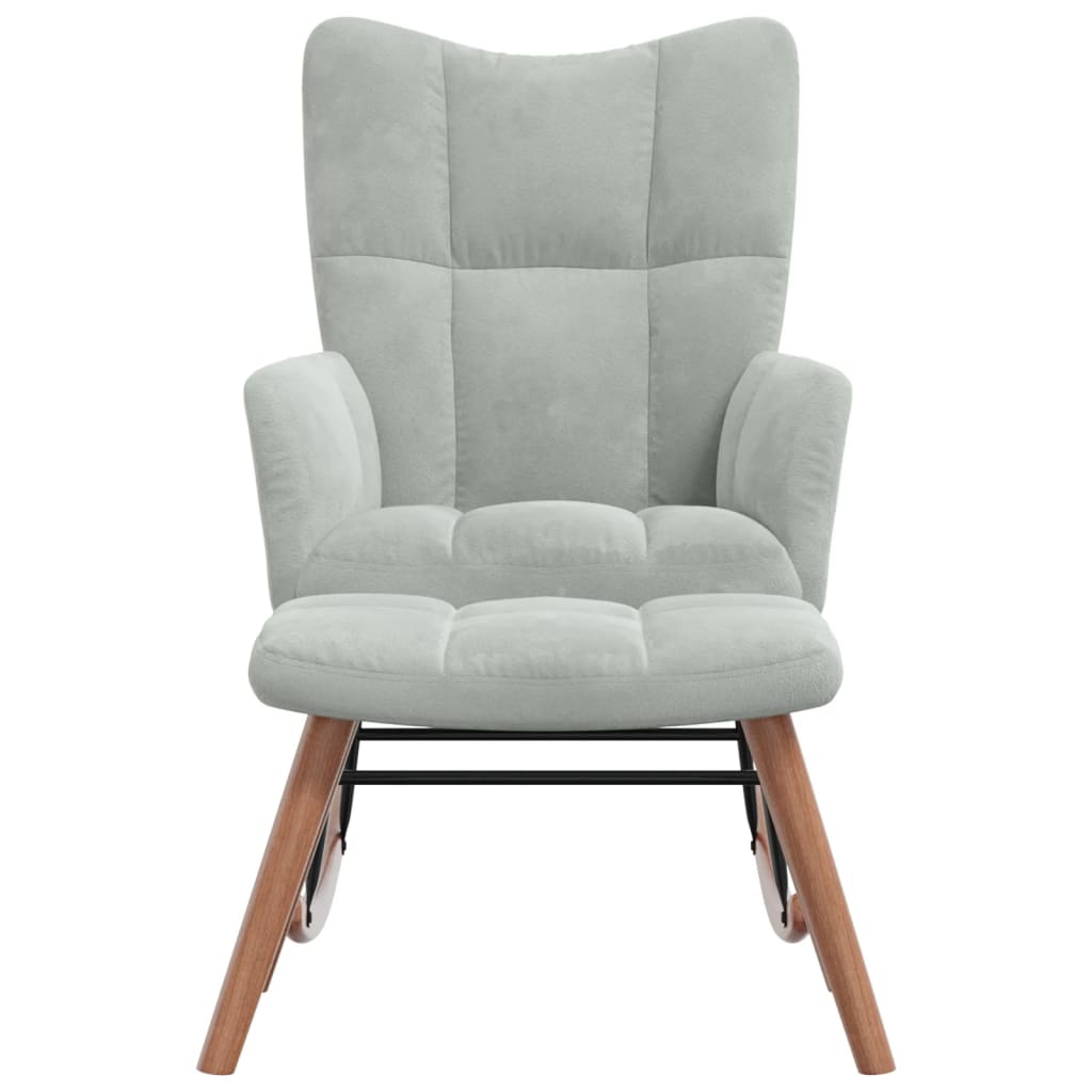 Chaise à bascule | Fauteuil à bascule | Fauteuil de relaxation avec repose-pied Gris clair Velours819595 - 2