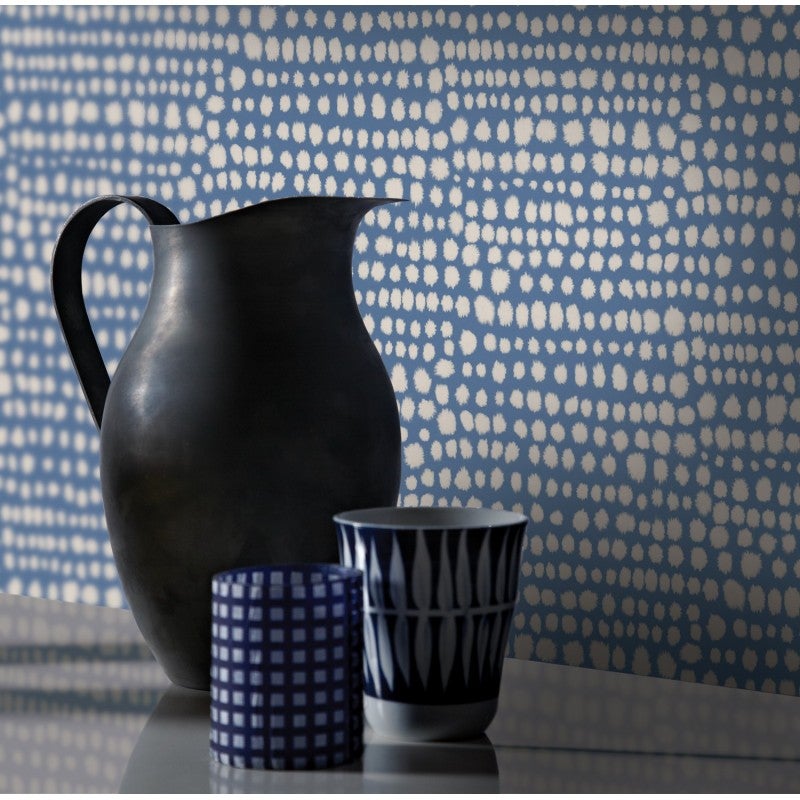 Papel pintado pared puntos de estilo tribal - tribal azul arthouse - rollo de 10 m x 0,53 m