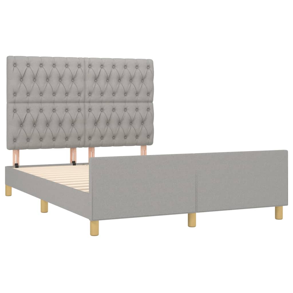 Cadre de lit sans matelas gris clair 140 x 200 cm tissu - 4