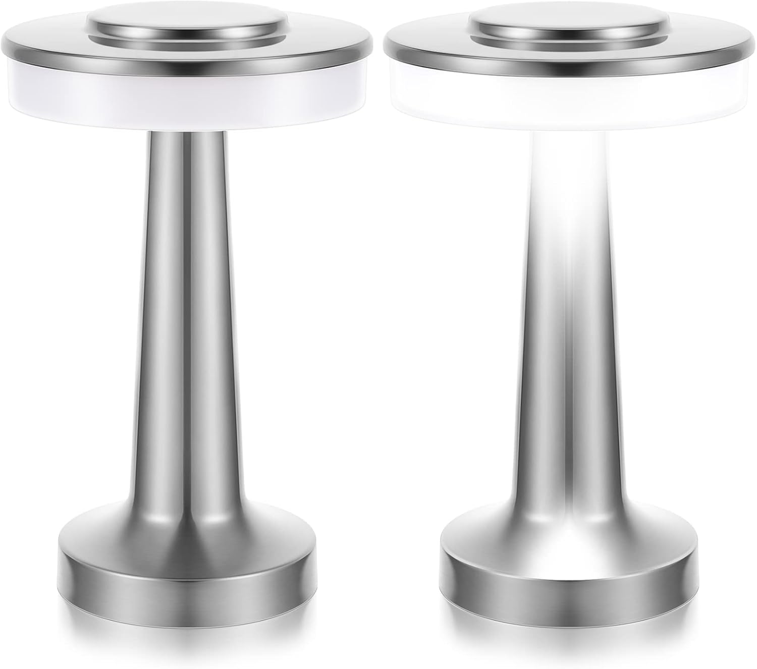 Lampa biurkowa LED Space Silver Wireless, 12,5 x 12,5 x 20,5 cm, opakowanie 2 szt., 2 W, 3-tonowa, przenośna lampa bezprzewodowa z czujnikiem dotykowy