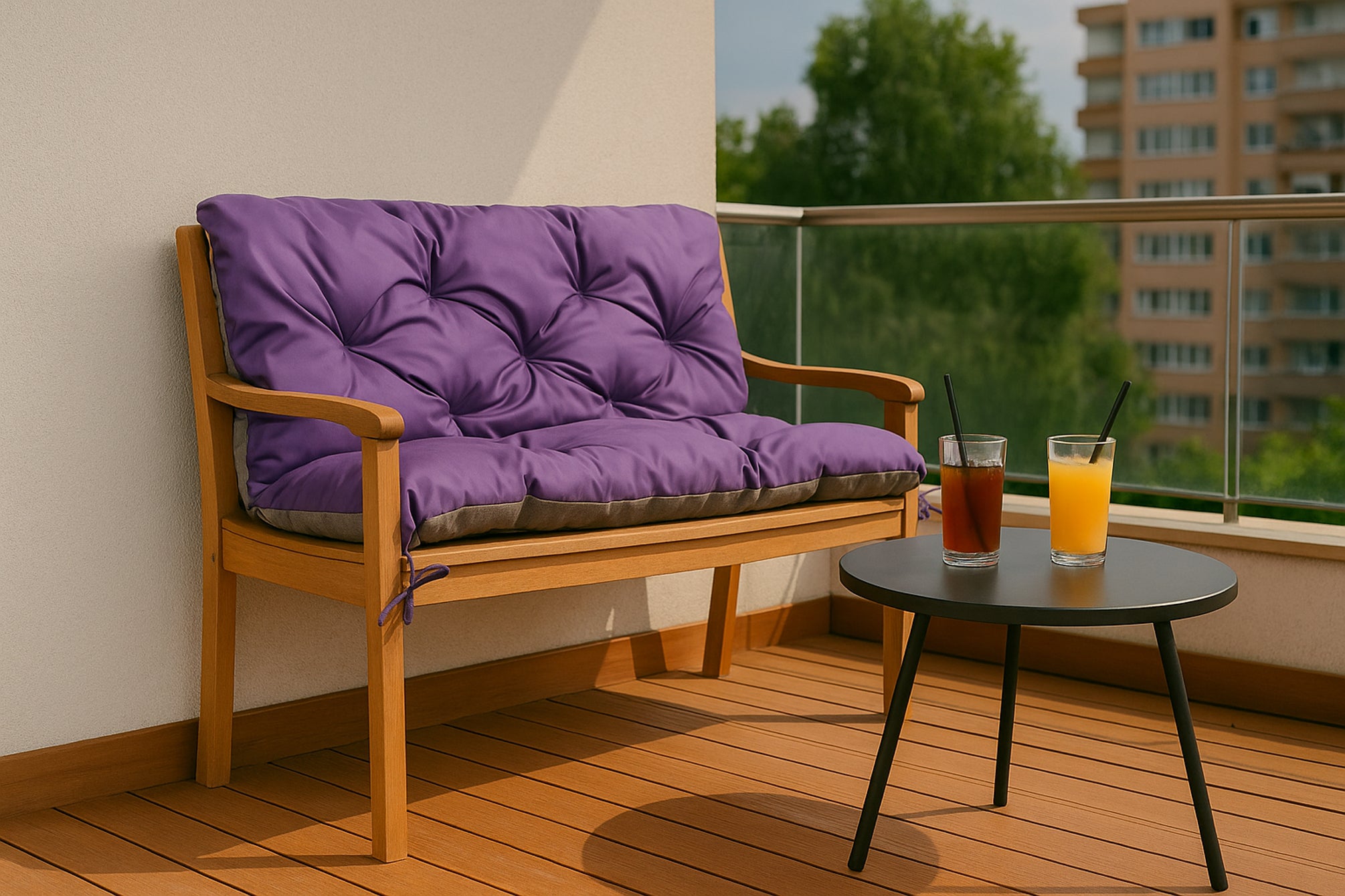 Coussin pour banc de jardin 100x60x50cm, coussin de banc de jardin Violet, coussin de banc extérieur, coussin de balançoire, coussin de jardin - 4