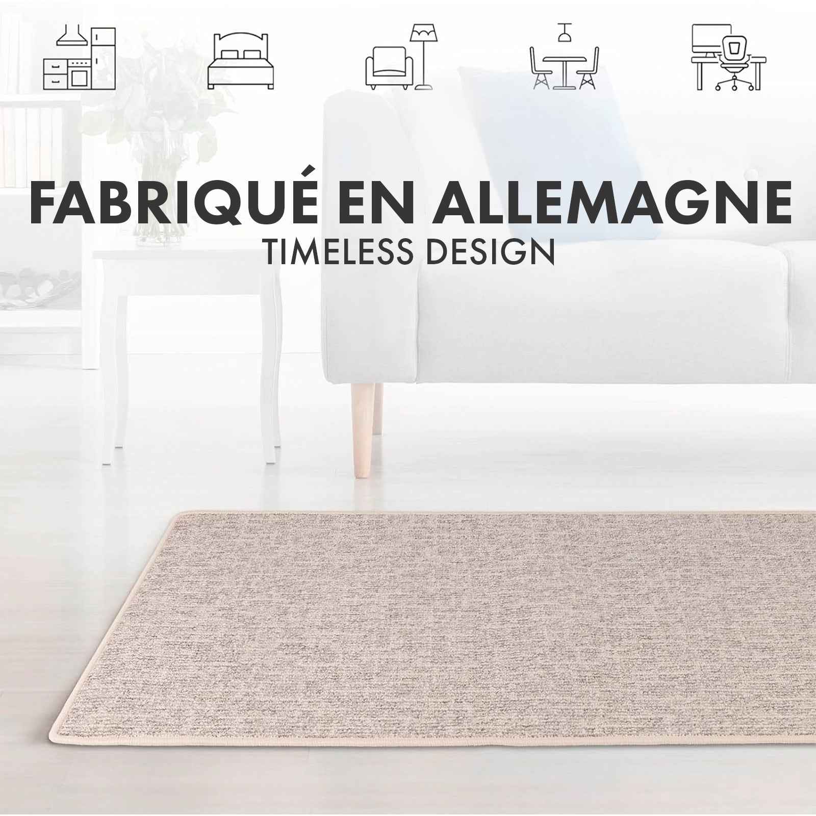 Tapis pour espaces de vie Alto, bouclé plat, Gris, 80 x 600 - 4
