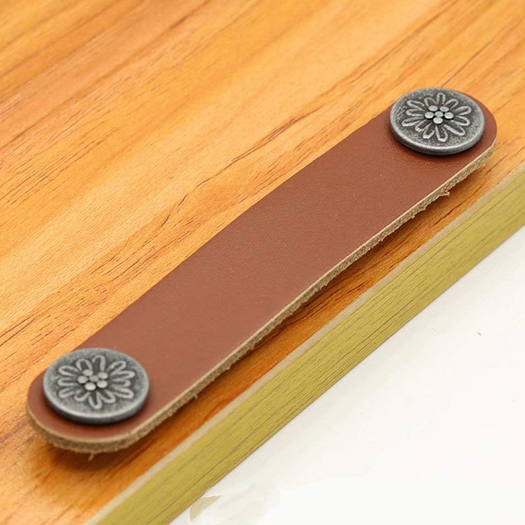 (Vintage Silver Brown) 6 sztuk skórzanych uchwytów do szuflad, uchwytów do szafek kuchennych, uchwytów do szafek, szuflad, komód, szuflad P