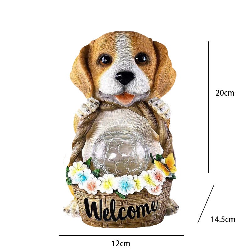 Luce Solare Da Giardino A Forma Di Cane Con Farfalla: Statua Decorativa LED Per Esterno, Regalo Ideale Per L'Inaugurazione