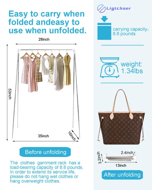 Appendiabiti Pieghevole Da Esterno - Portatile In Acciaio, Base Antigraffio, Per Viaggi E Casa - Foto 6