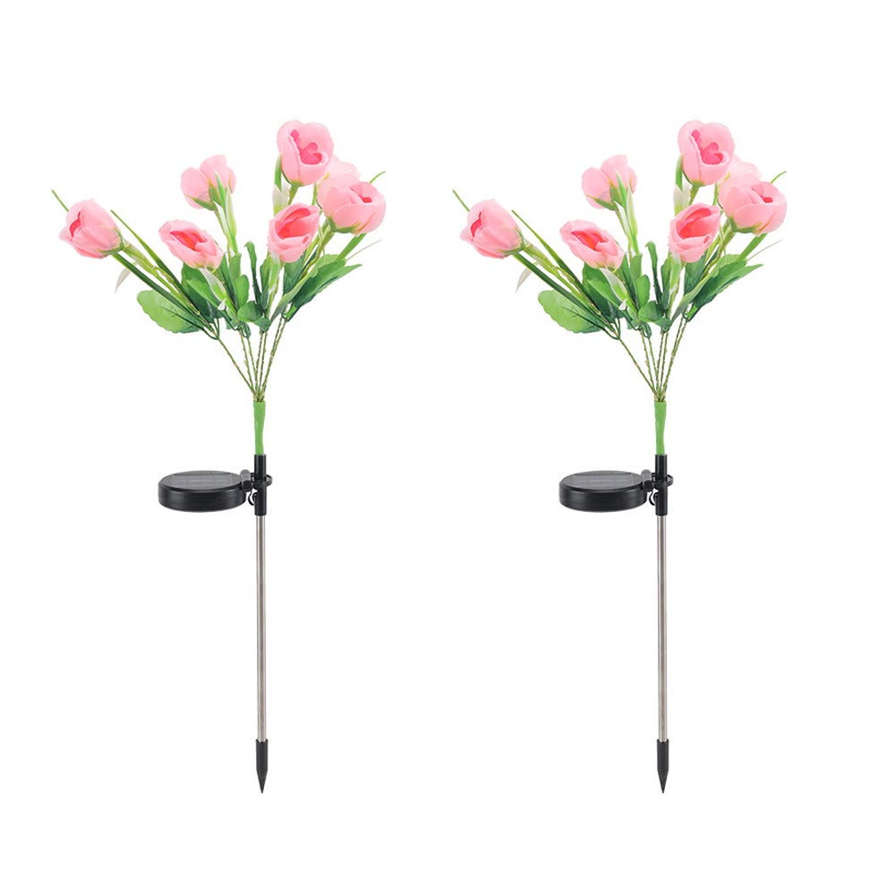 Zestaw solarnych lampek LED w kształcie kwiatów solarne lampki krajobrazowe solarne lampki gruntowe odpowiednie do dekoracji ogrodu i podwórza różowe