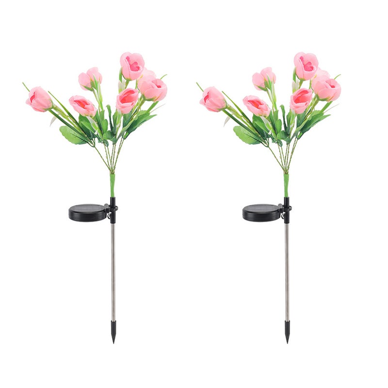 Zestaw solarnych lampek LED w kształcie kwiatów solarne lampki krajobrazowe solarne lampki gruntowe odpowiednie do dekoracji ogrodu i podwórza różowe