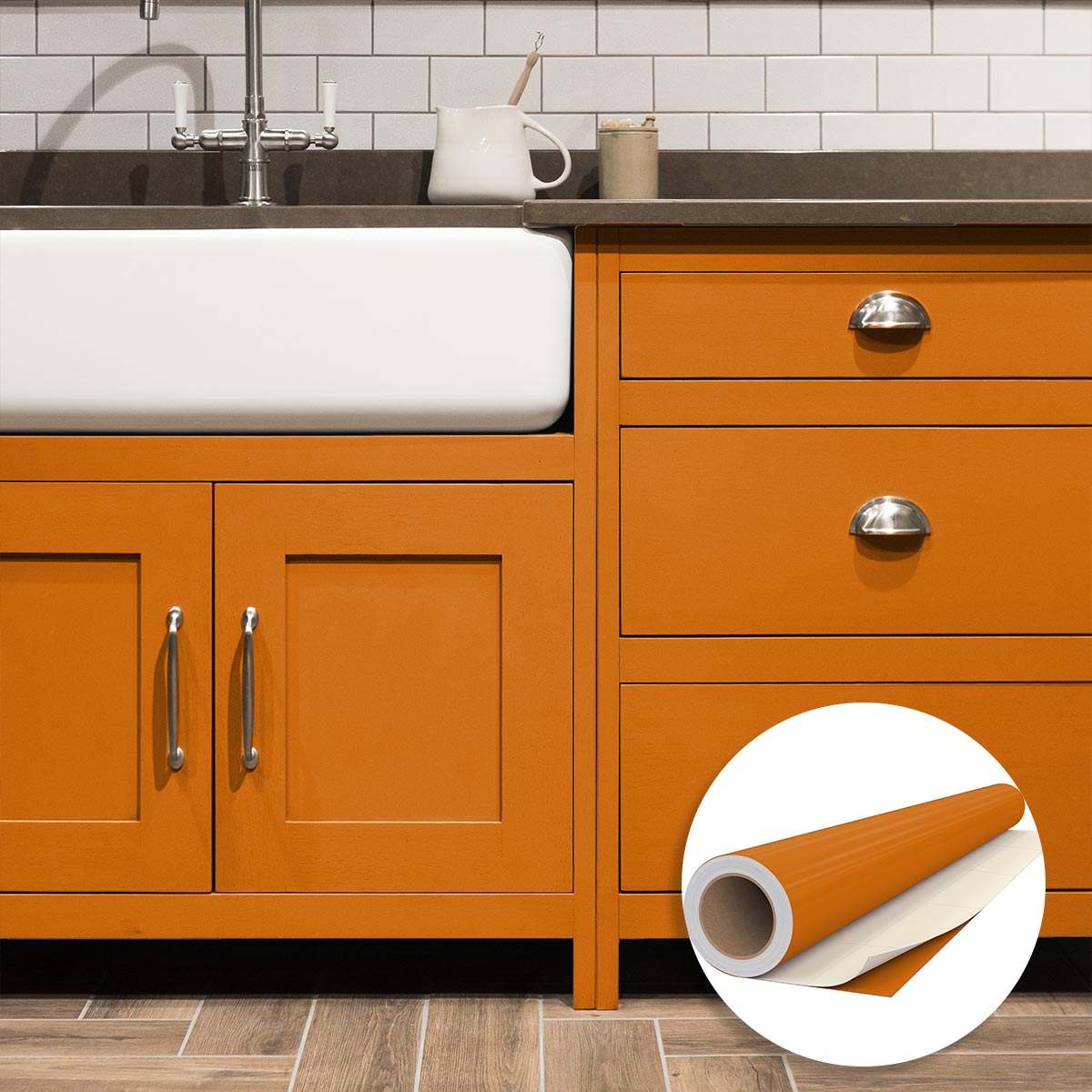 Rollo de vinilo adhesivo impermeable por metro - adhesivo lavable para cocina, muebles, armarios, puertas - 60cmx5m - avellana