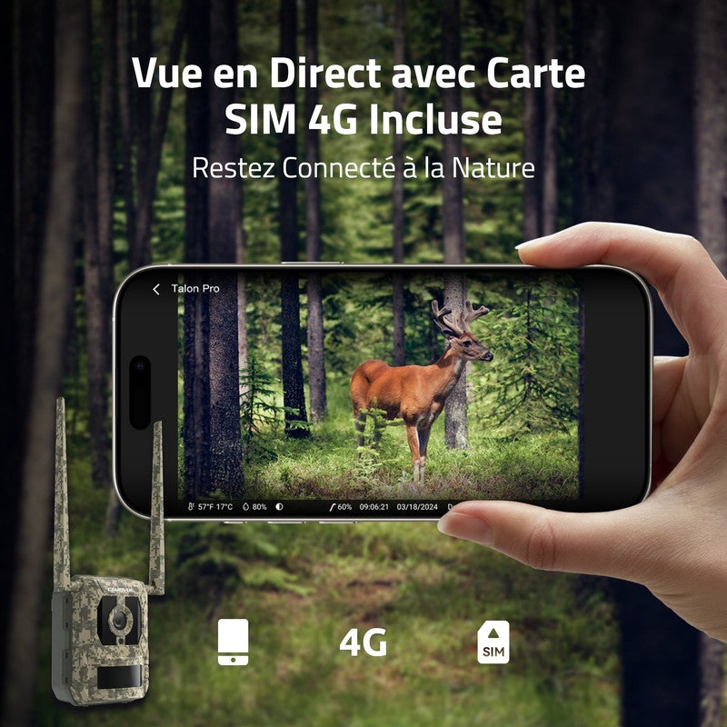 Camovue Caméra de surveillance 4K Batterie 4G Extérieur, Carte SIM, Vision Nocturne, Reconnaissance d'Espèces - 2