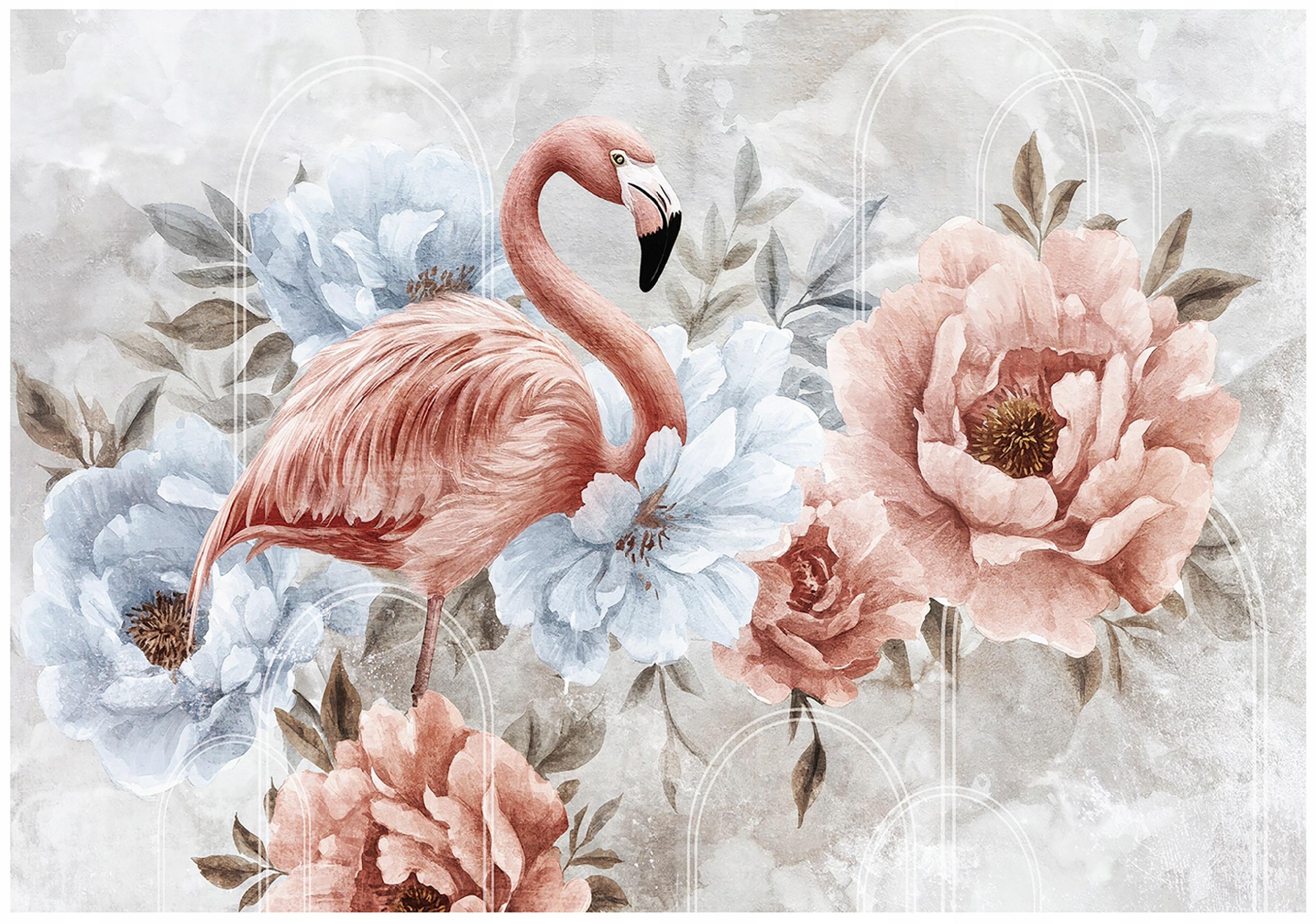 Fototapet flori rose flamants roses Vlies Tapet Pentru Dormitor Camera Living Perete 312x219 cm