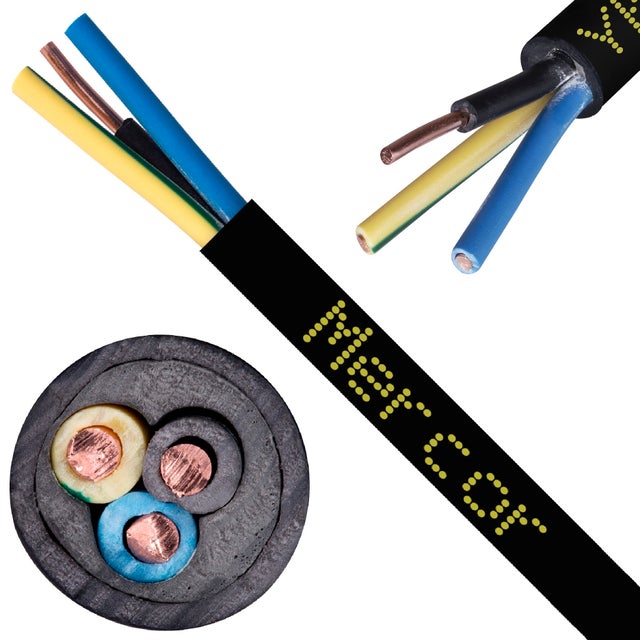 Kabel energetyczny ziemny YKY 3x1,5mm2 czarny 0,6/1kV drut Mercor 15m
