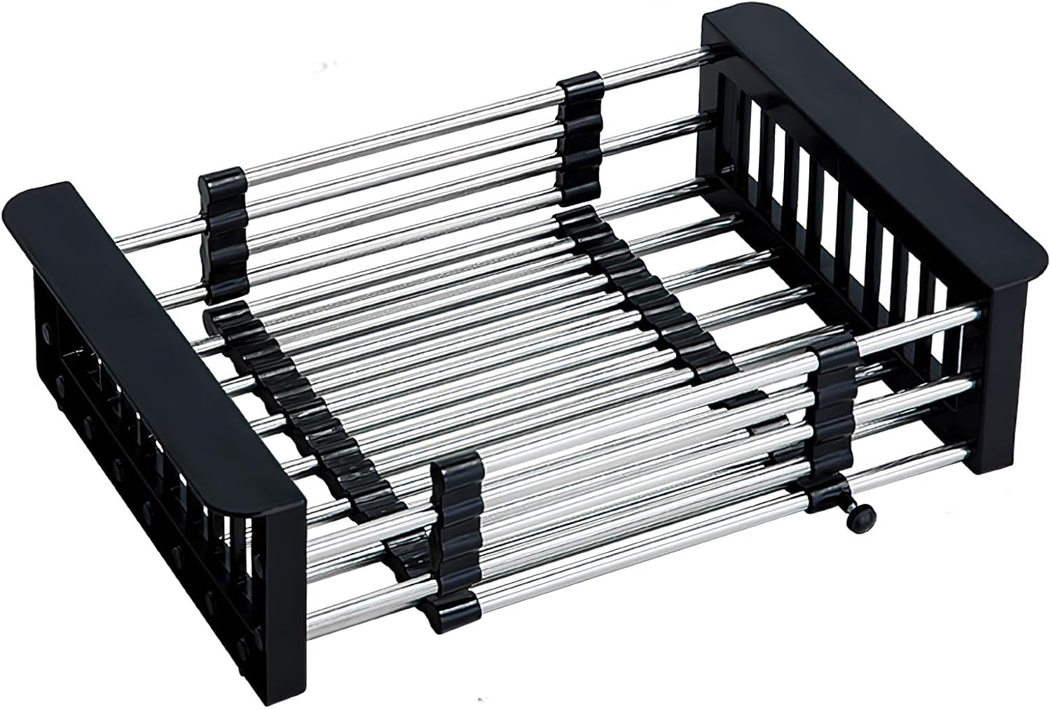 Rozkładana suszarka do naczyń ze stali nierdzewnej do zlewu, czarna, szerokość 22,5 cm