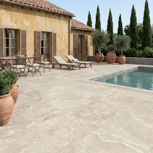 Dalle extérieur sur plots Toscana 2.0 beige R11 60x60cm - Réflex Boutique