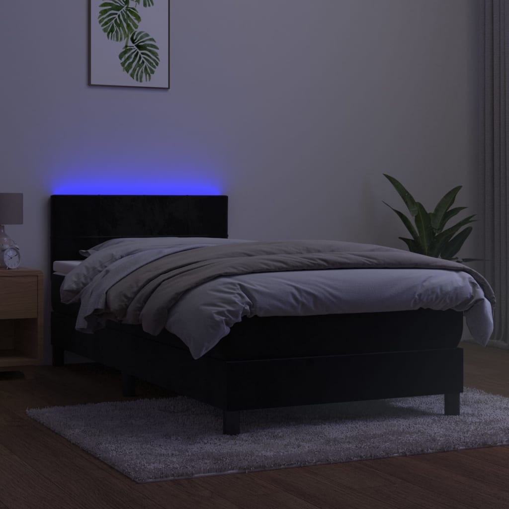 Sommier à lattes de lit avec matelas et LED Noir 80x200 cm - 3