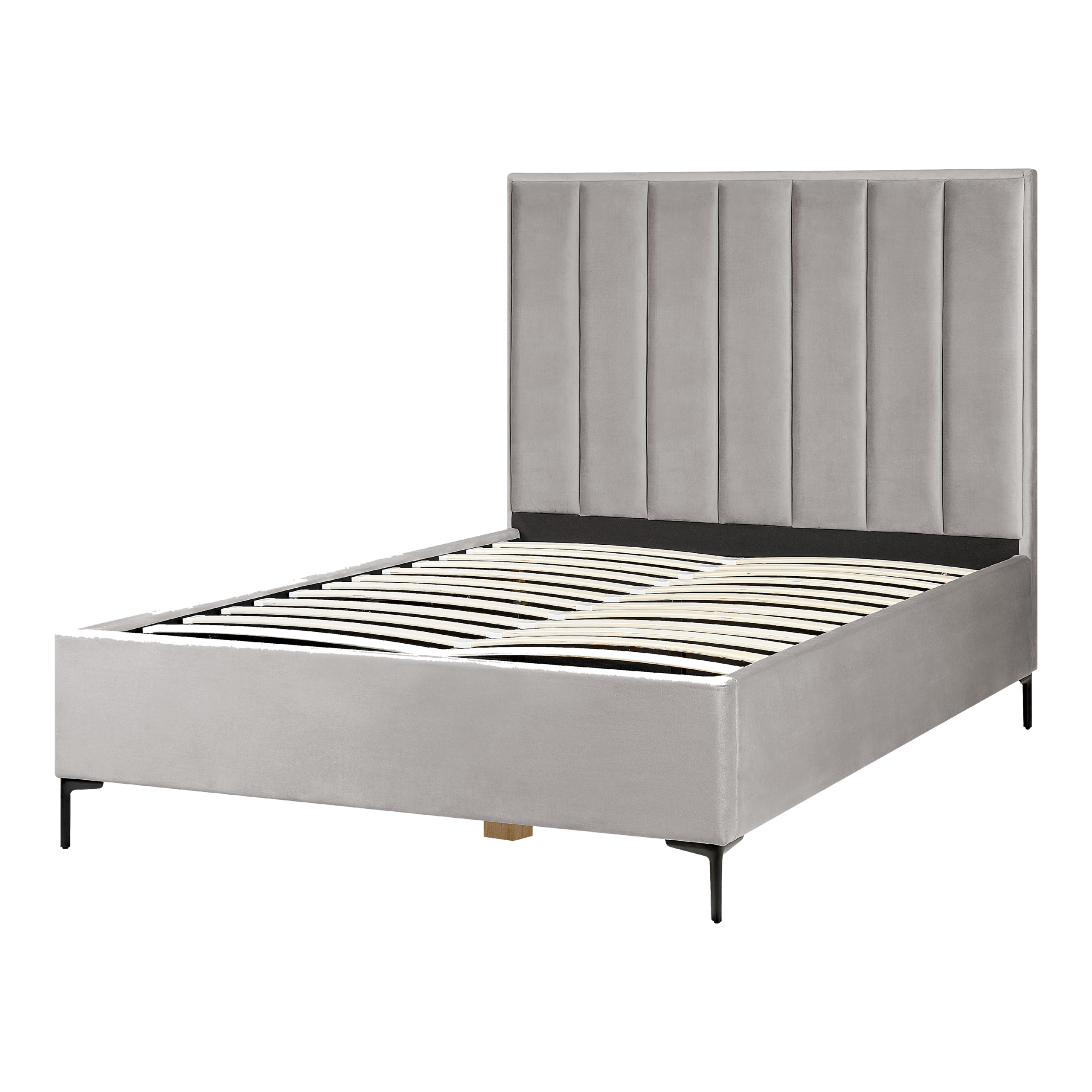 Letto contenitore Velluto SEZANNE 140 x 200 cm Grigio chiaro - 6