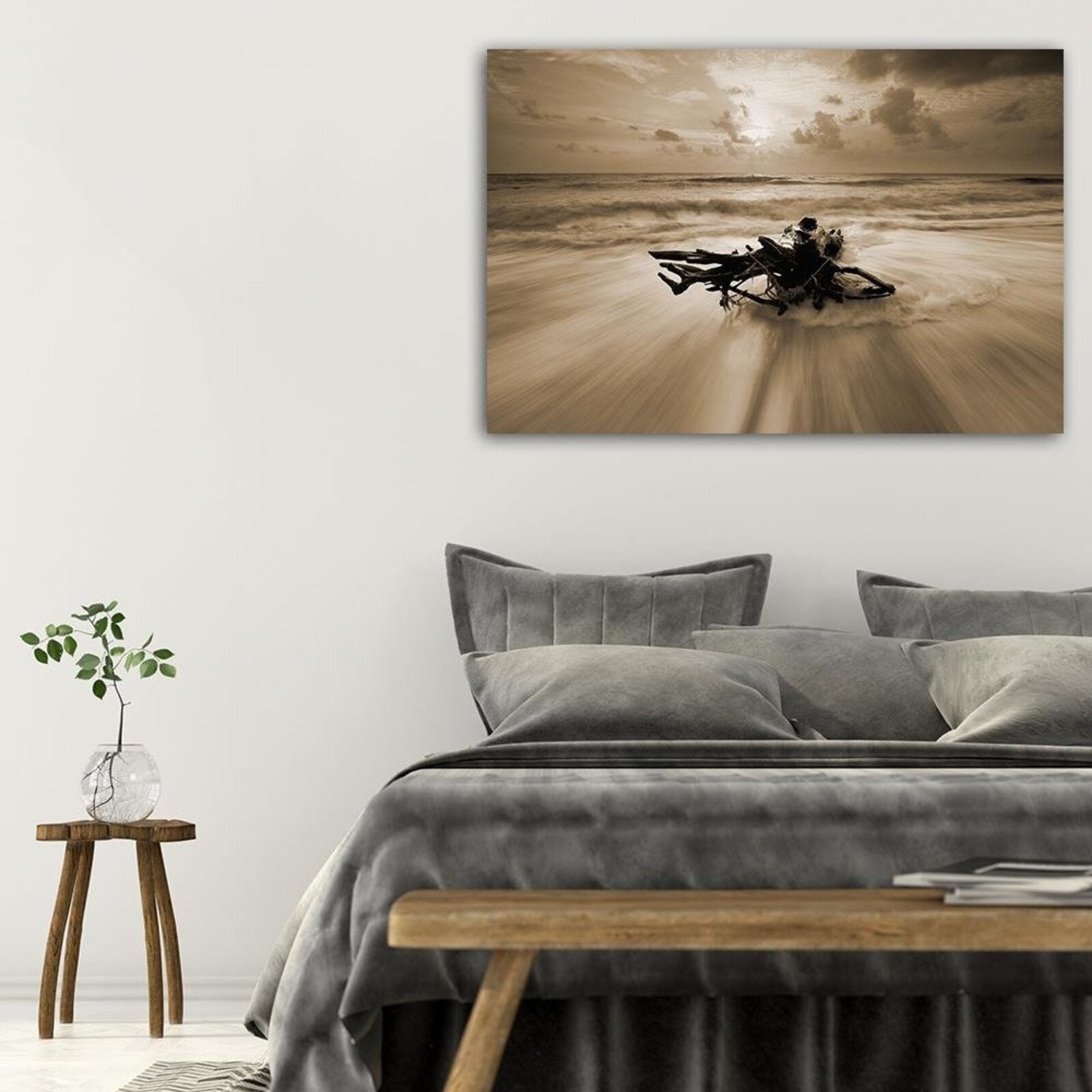 Tableau branche de bois au bord de la mer 1 - 90 x 60 cm - 3