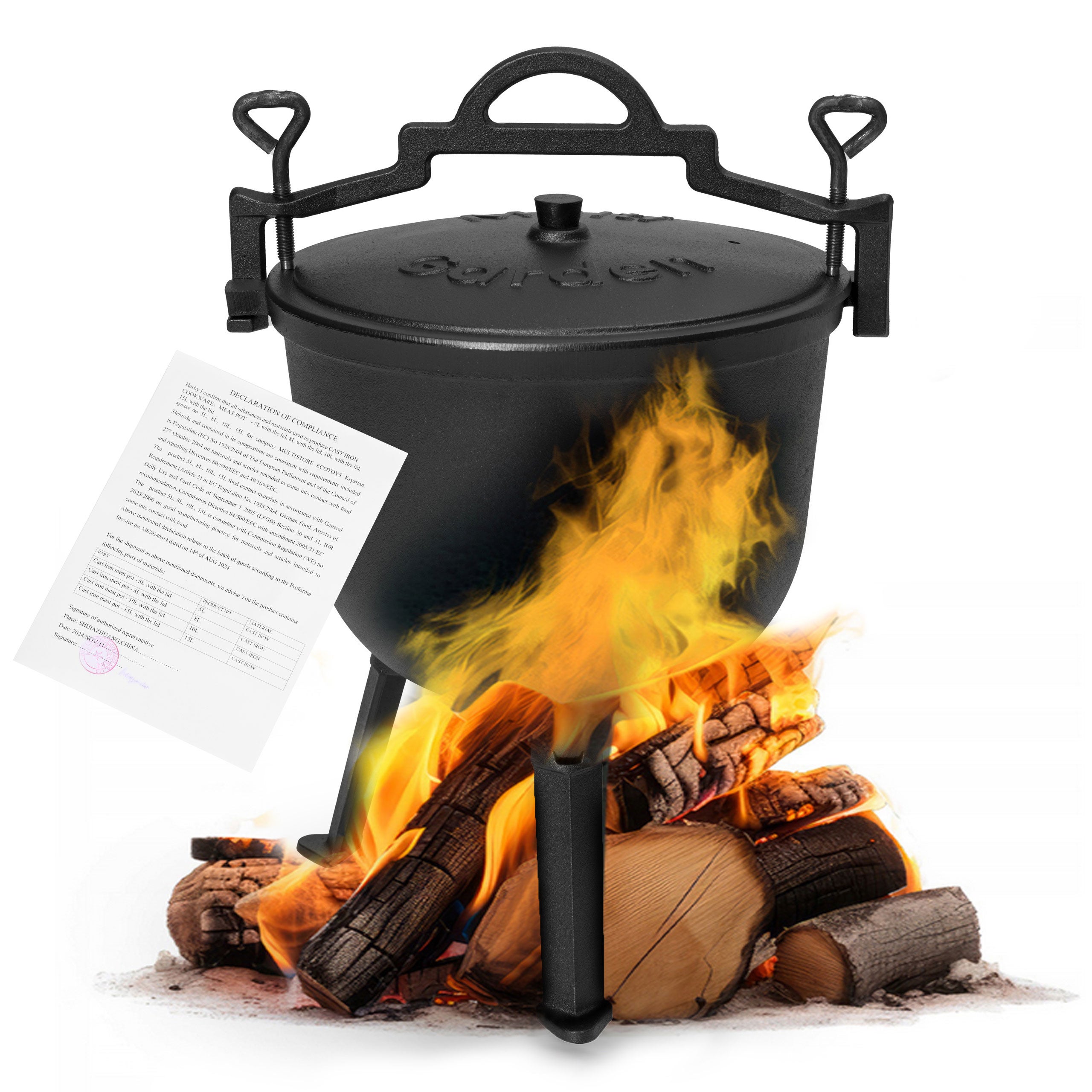 Kociołek żeliwny emaliowany 10L stojący garnek myśliwski ognisko grill MultiGarden - 6