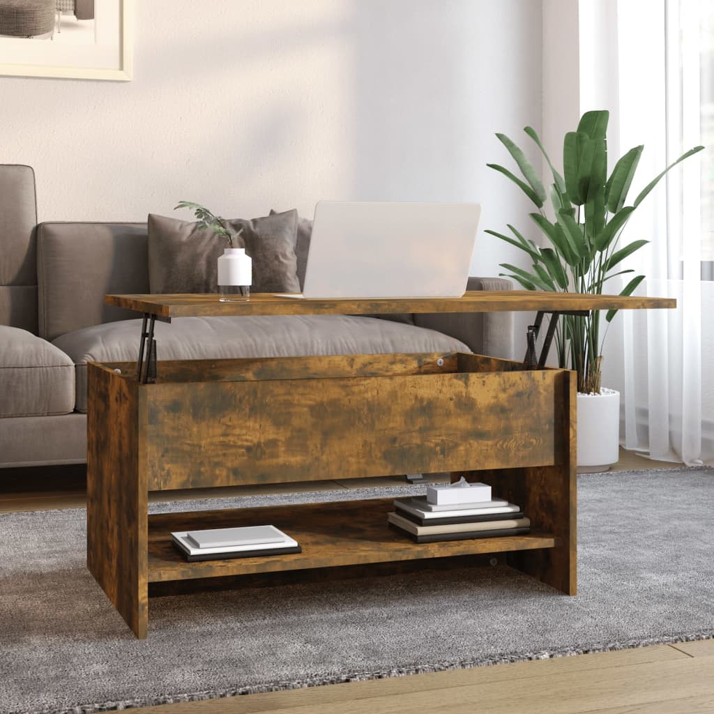 VidaXL Tavolino Da Salotto Sollevabile 80x50x42,5 Cm - Rovere Fumo - Legno Multistrato - 5