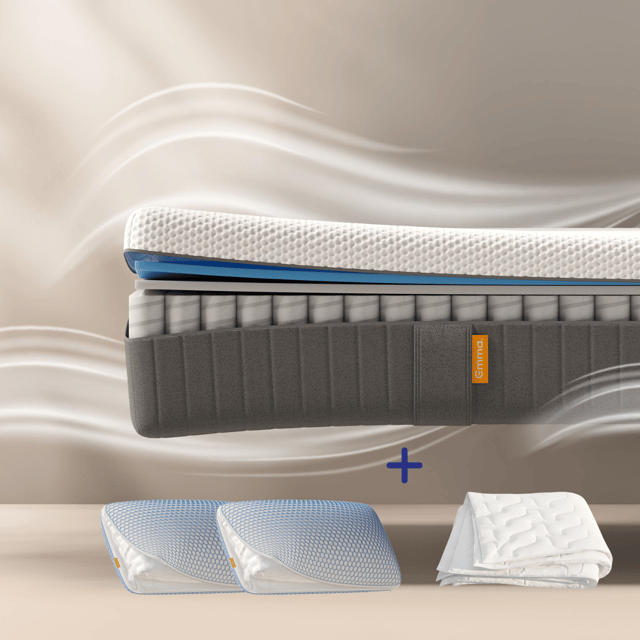 EMMA | Pack Matelas Original II Plus 180x200 + Oreiller Nuage Elite + Couette | Ressorts + Mémoire de Forme | Housse Plus Respirante