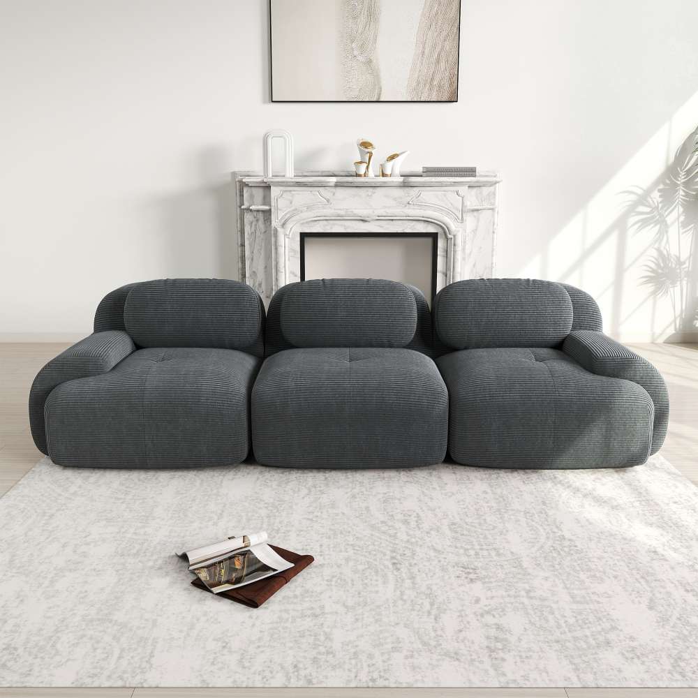 Modułowa sofa 3-osobowa z najwyższej jakości sztruksu, ergonomiczne podłokietniki, antypoślizgowa i nie wymagająca montażu